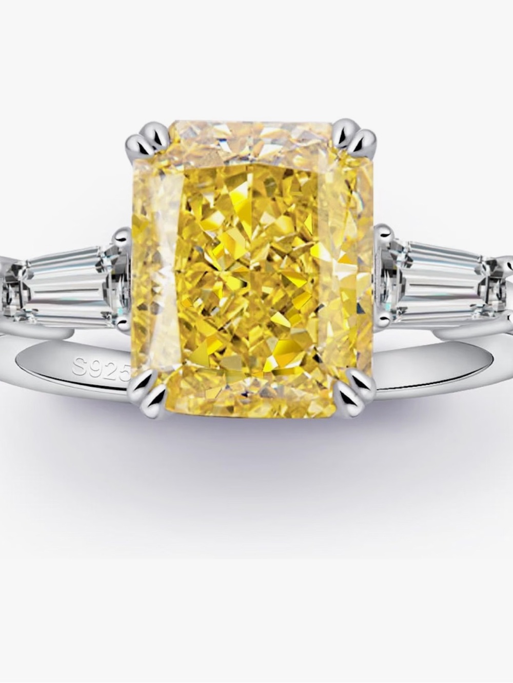Yellow Centerstone Sterling-Style Cubic Zirconia Engagement Ring